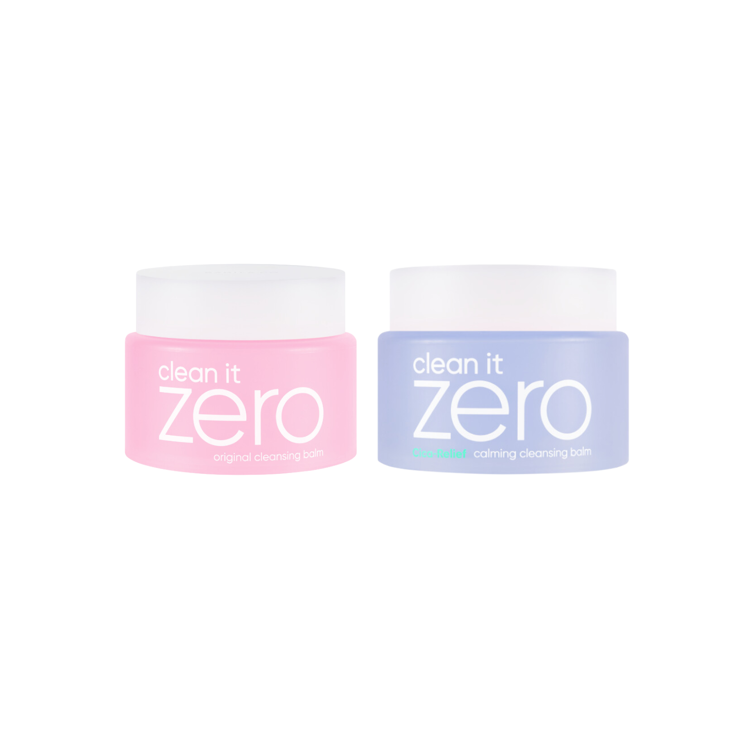 Banila Co Clean It Zero Original Cleansing Balm and Calming Bundle, 100ml jars with product labels and packaging visible.