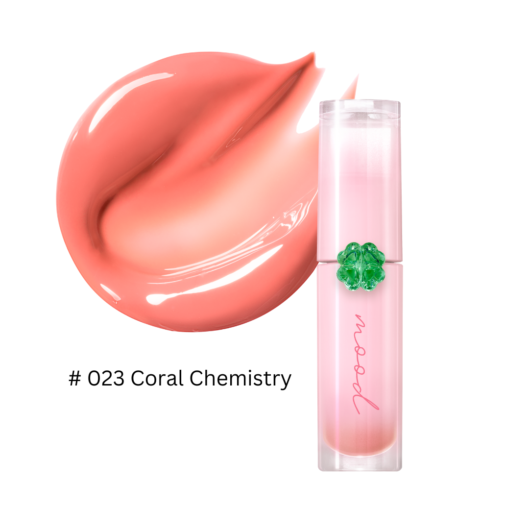 Peripera Ink Mood Glowy Tint Lucky Lottery lip tint in vibrant shade, showing glossy, colorful lips with a smooth finish.