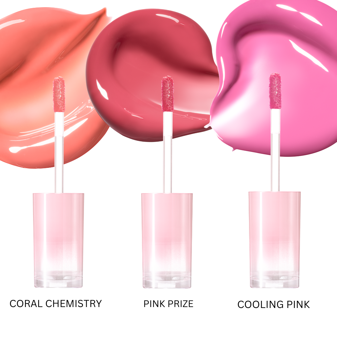 Peripera Ink Mood Glowy Tint Lucky Lottery lip tint in a glossy, vibrant pink shade on lips