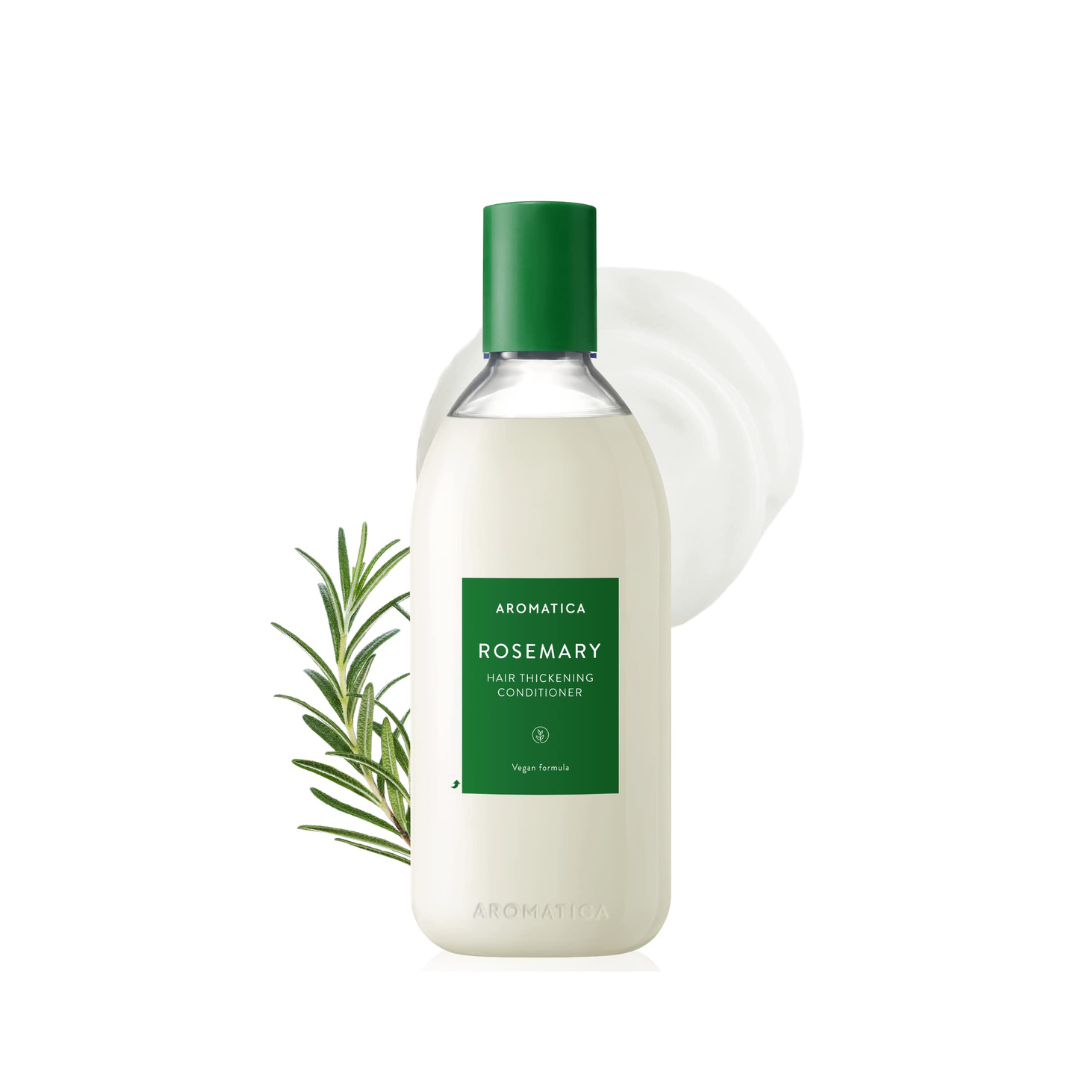 Aromatica Rosemary Hair Thickening Conditioner bottle, 400ml, with natural ingredients and herbal label, for healthy, voluminous hair.