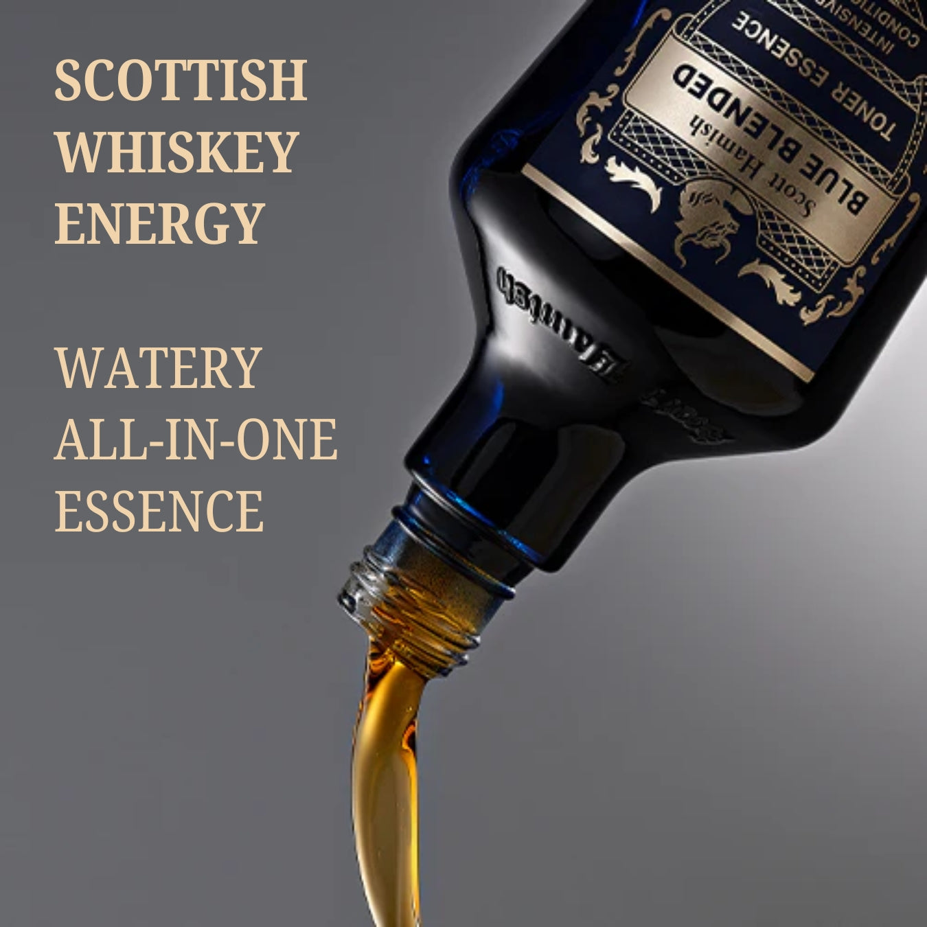 Scott Hamish Blue Blended Toner Essence in 180ml bottle, featuring a clear blue liquid, suitable for skincare routines.