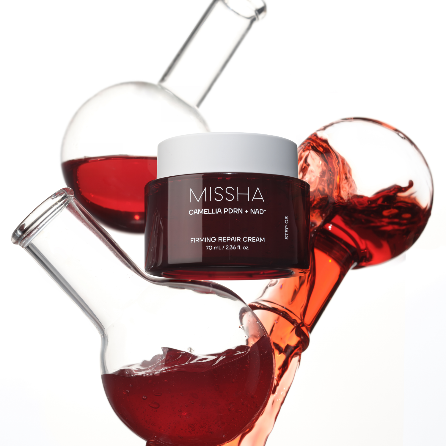 Missha PDRN Nad Firming Repair Cream 70ml face moisturizer in a sleek jar, designed for skin firming and hydration.