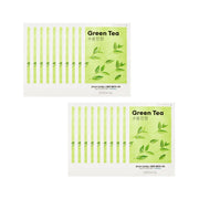 Bundle of 20 Missha Airy Fit Sheet Masks with green tea extract for hydrating and soothing skincare.