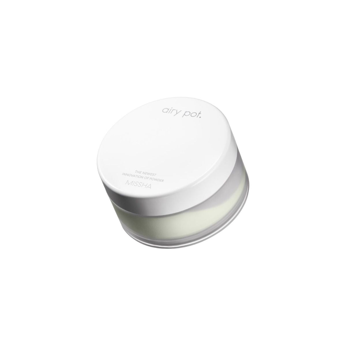 Missha Airy Pot Powder setting powder in mint shade, lightweight and smooth for a natural matte finish
