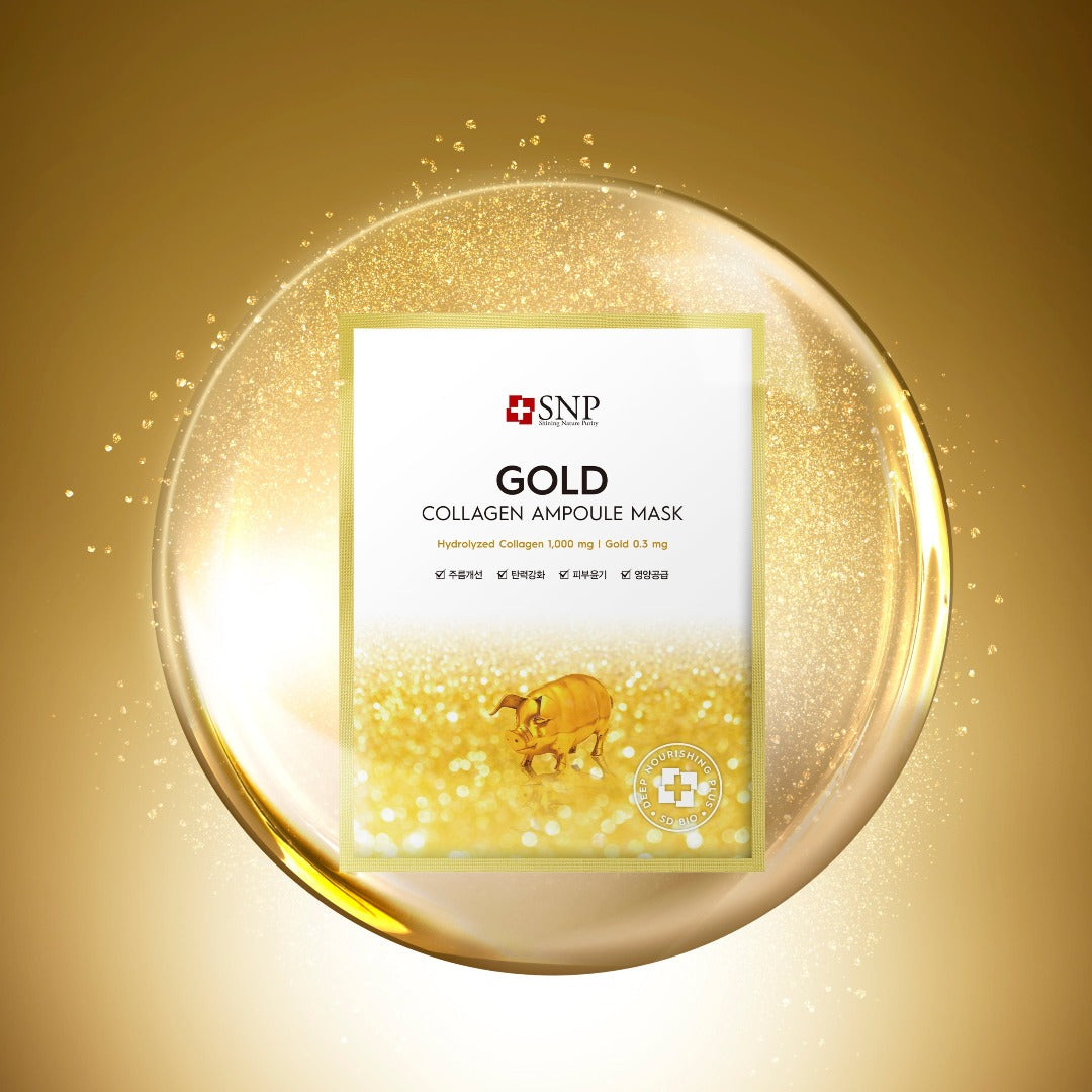 SNP [New] Gold Collagen Ampoule Mask 10pc/box - Shop K-Beauty in Australia