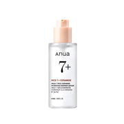 Bottle of Anua 7 Rice Ceramide Hydrating Barrier Serum in 50ml size, featuring clear packaging and a pump dispenser.