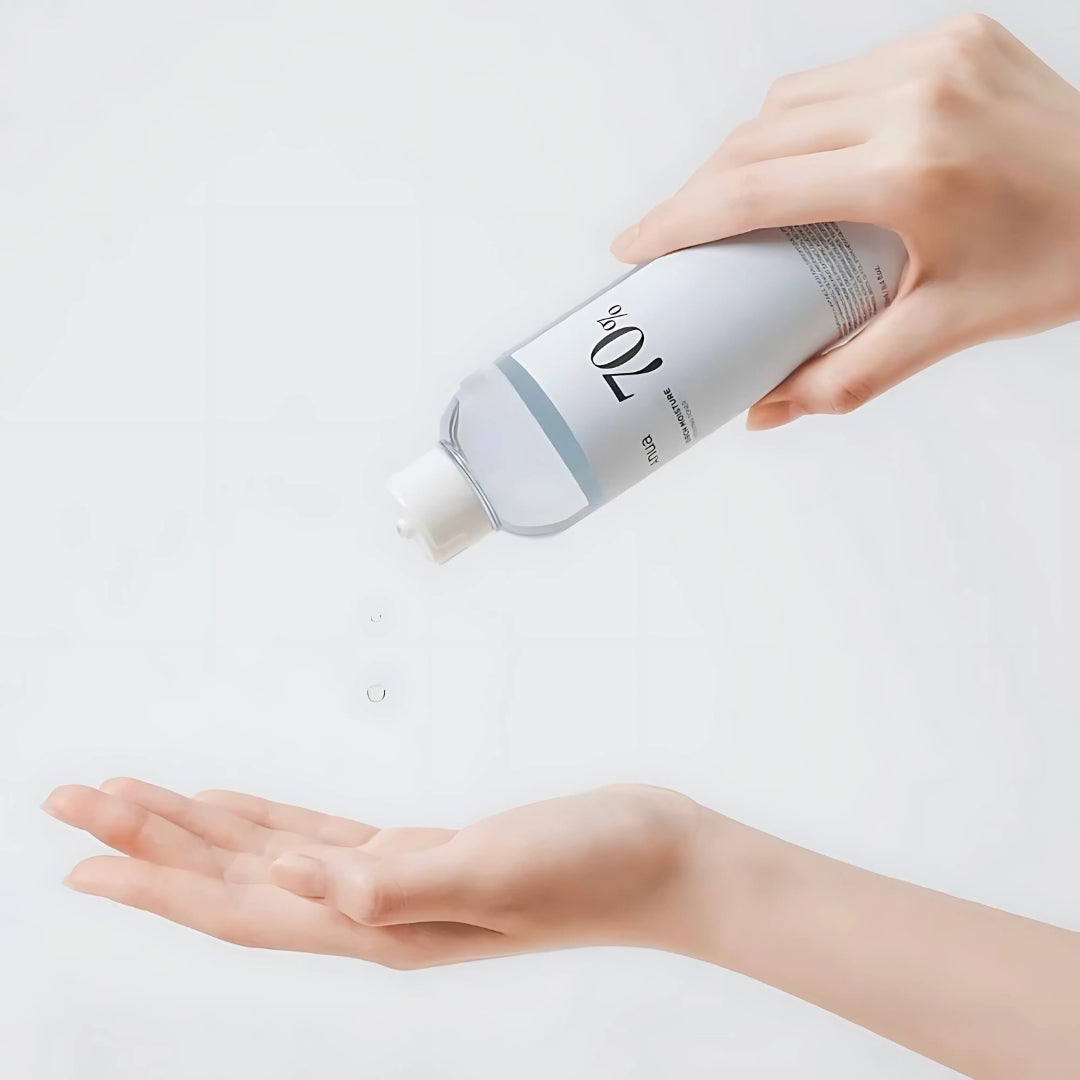 Anua Birch 70 Moisture Boosting Toner in a clear 250ml bottle with a white label and pump dispenser.