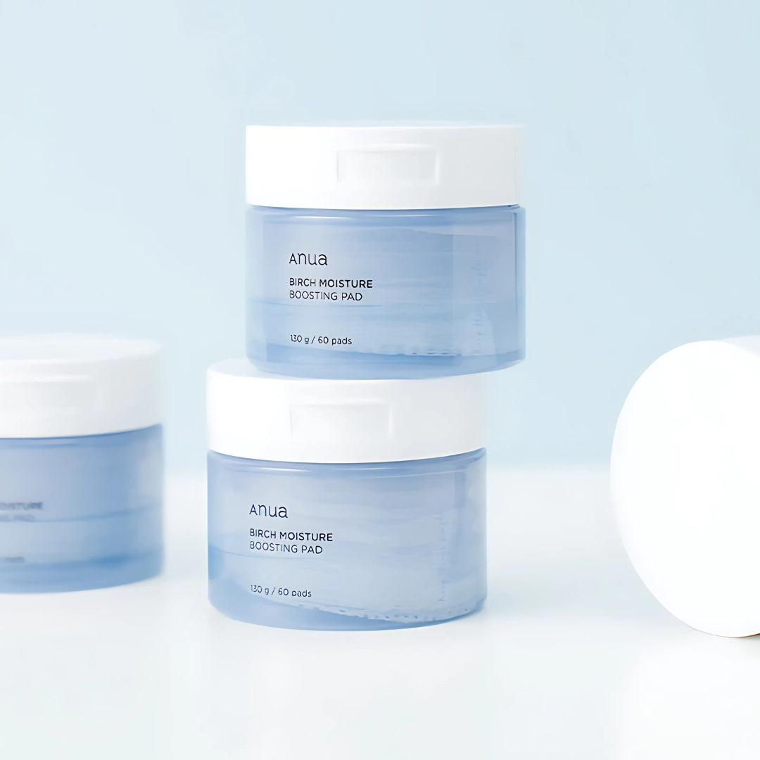 Anua Birch Moisture Boosting Toner Pads, 70 count, featuring soft pads infused with hydrating ingredients for nourishing skincare.