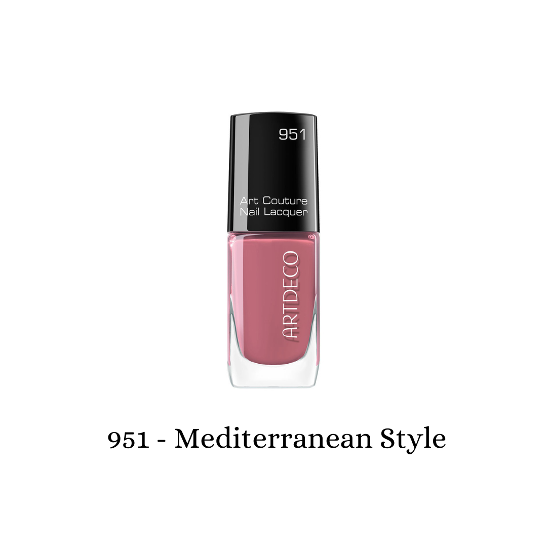 ARTDECO Art Couture Nail Lacquer in Pearl Mediterranean with glossy finish and elegant nail application.
