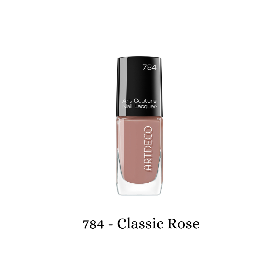 ARTDECO Art Couture Nail Lacquer in Classic Rose, showcasing glossy pink nail polish on a neatly painted nails.