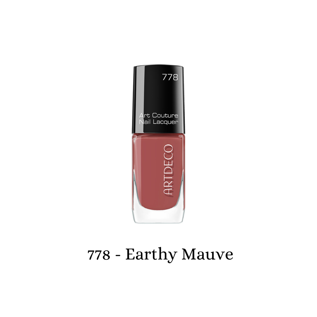 ARTDECO Art Couture Nail Lacquer in earthy mauve, showcasing a glossy finish on well-manicured nails.
