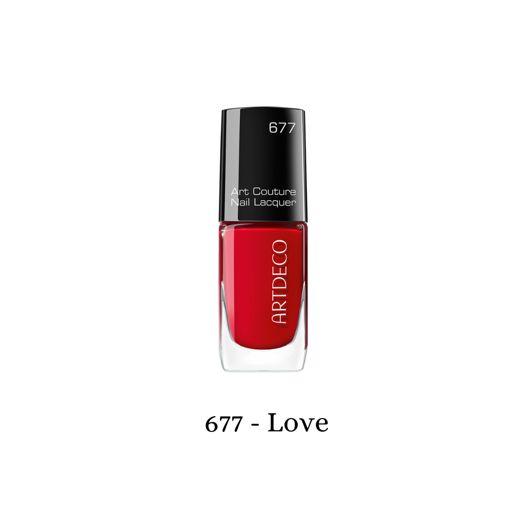 Art Couture Nail Lacquer by ARTDECO, showcasing a glossy, vibrant nail polish color on a nail display.