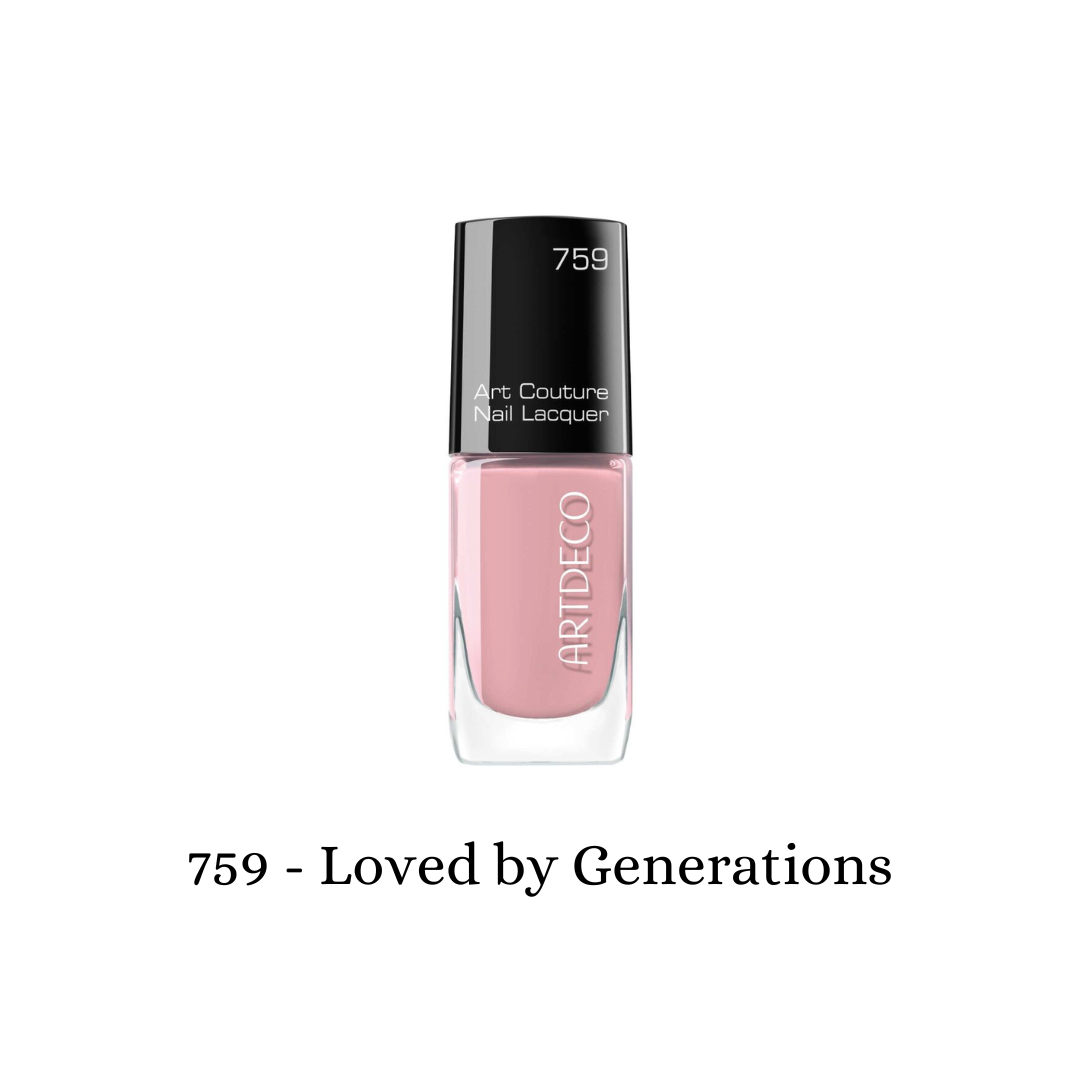 ARTDECO Art Couture Nail Lacquer bottle with vibrant nail polish color and elegant packaging, on a neutral background.