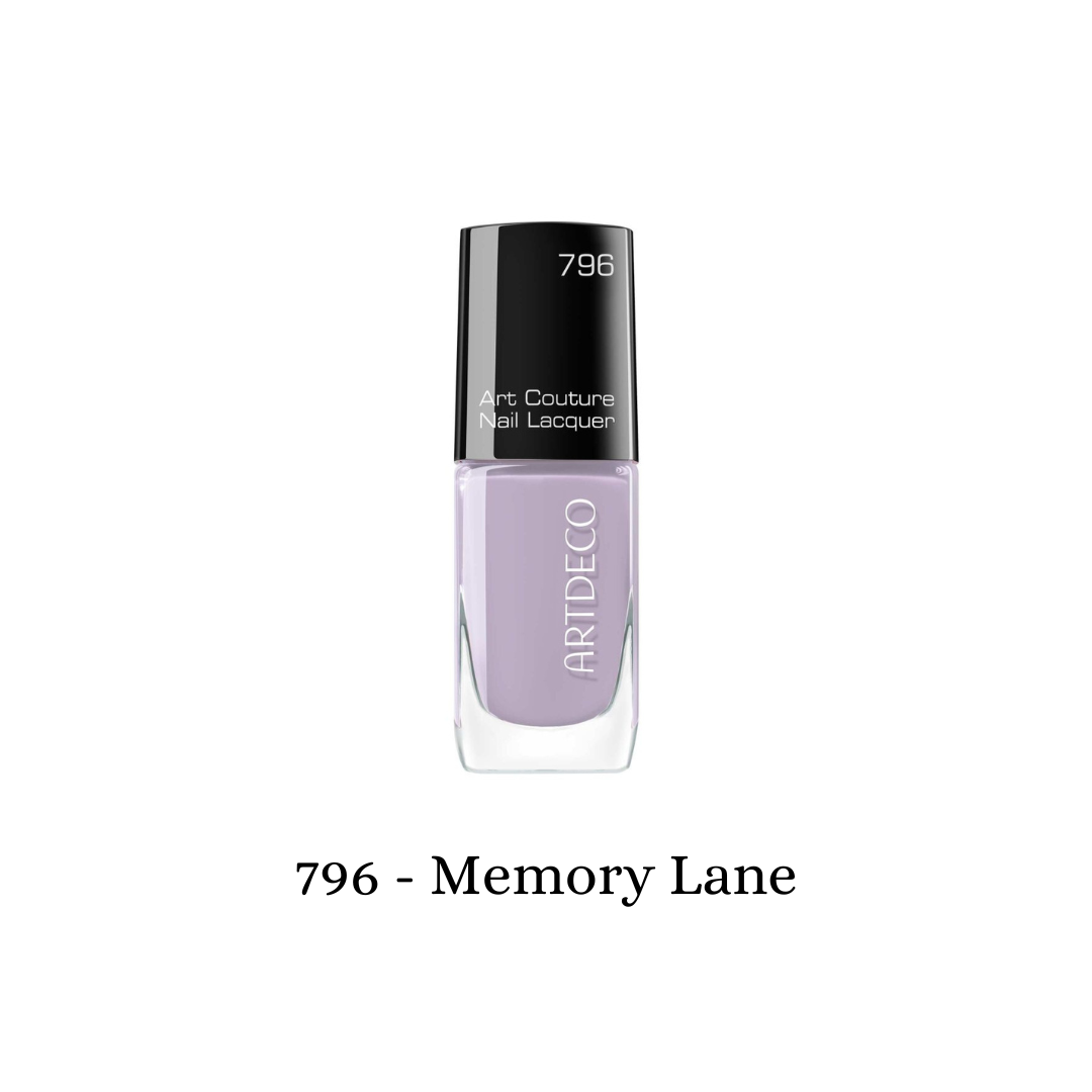 ARTDECO Art Couture Nail Lacquer in Memory Lane, showcasing a glossy, vibrant nail polish color on nails.