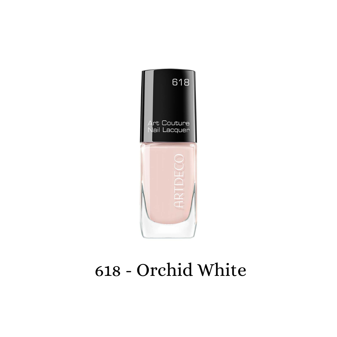ARTDECO Art Couture Nail Lacquer in orchid white, showcasing a glossy nail polish bottle with the product label visible.