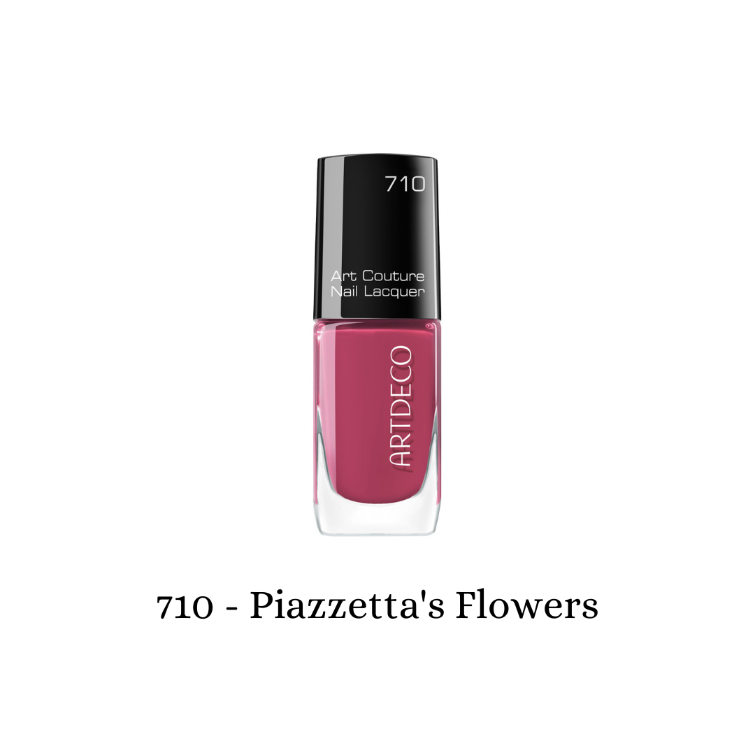 ARTDECO Art Couture Nail Lacquer bottle with colorful floral design on the label, showcasing vibrant nail polish.