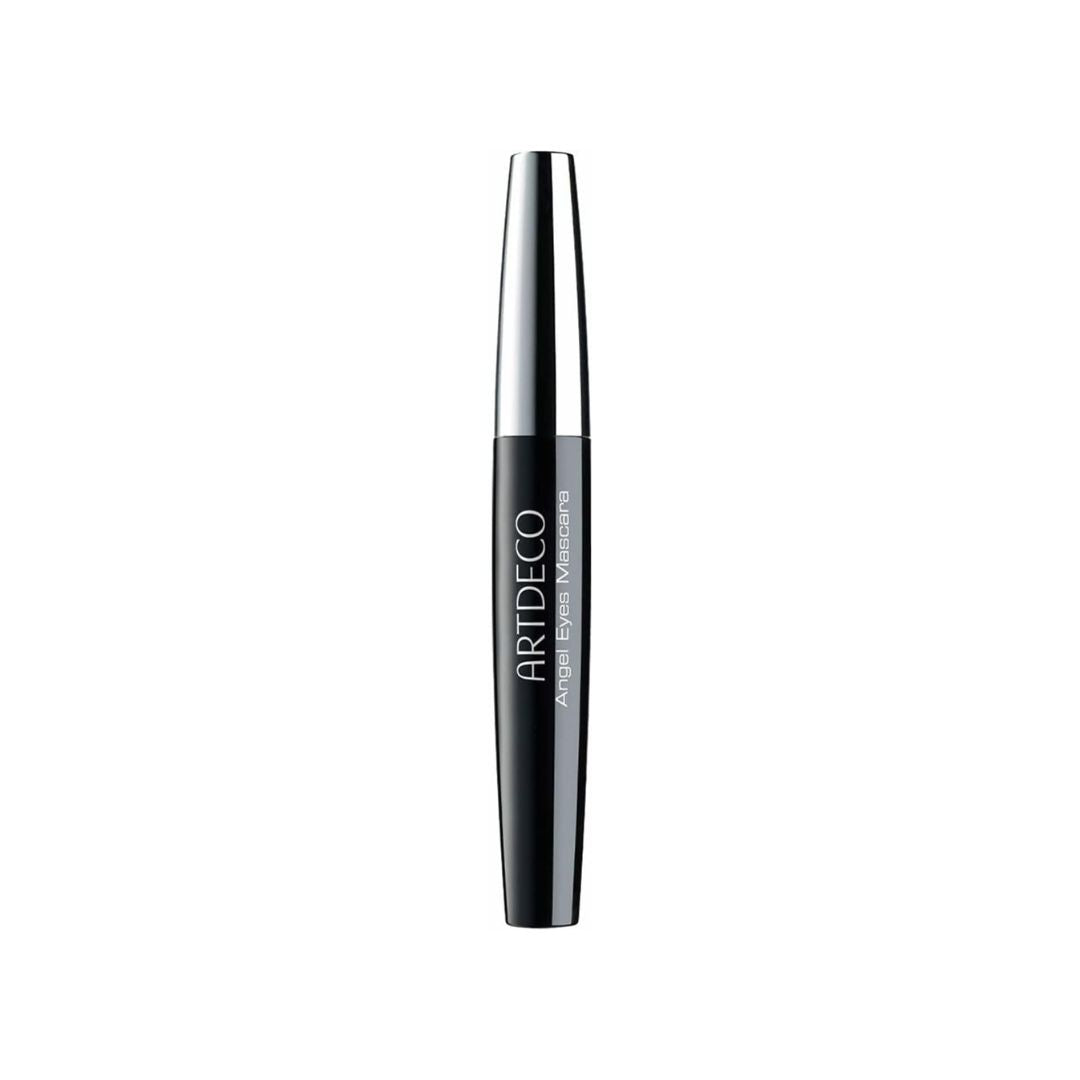 ARTDECO Angel Eyes Mascara with sleek black tube, showcasing the mascara wand and brush for volumizing and defining eyelashes.