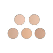 ARTDECO Hydra Mineral Compact Foundation Refill in five shades, showing smooth, pressed powder textures and color variety.
