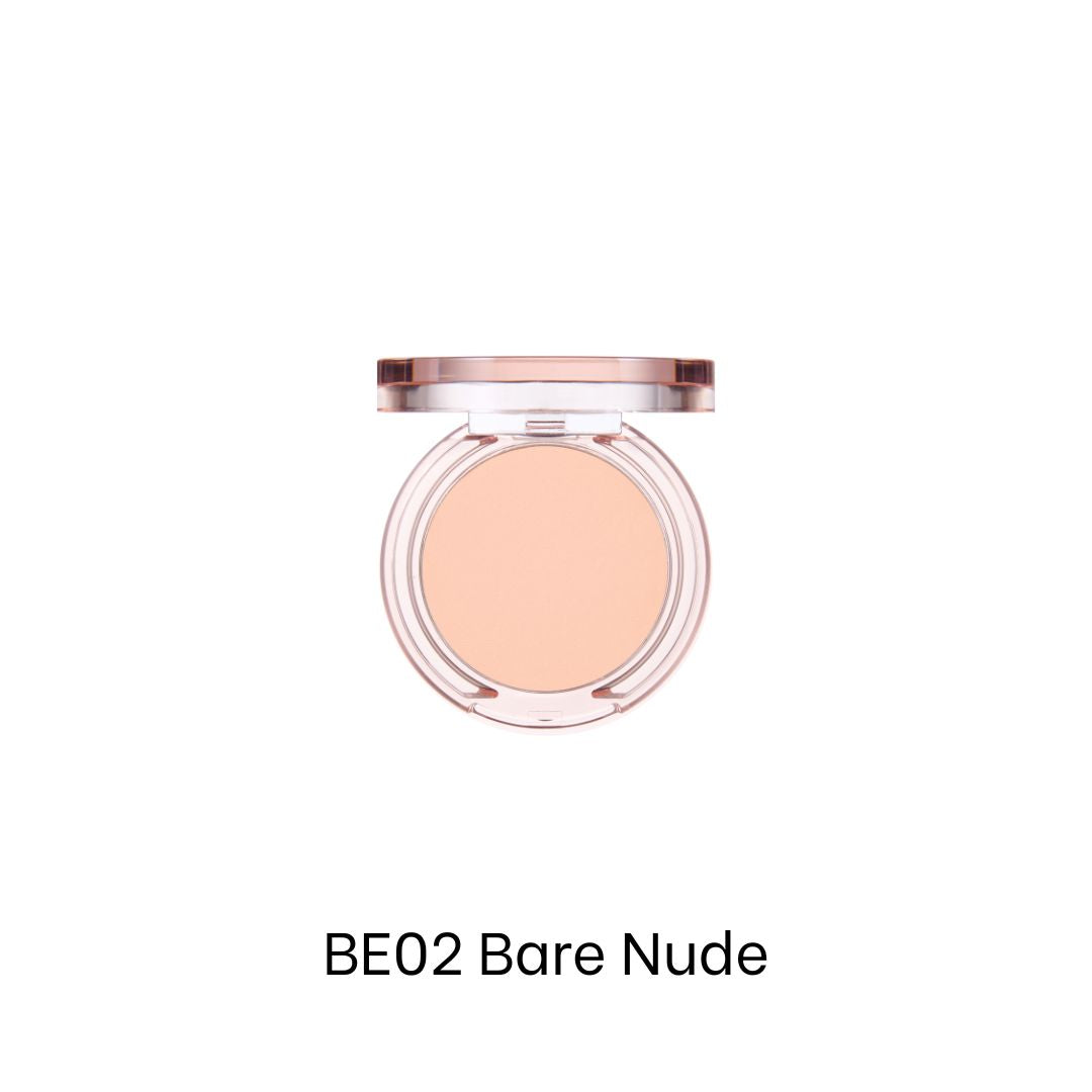 Banila Co B. By Banila Priming Veil Cheek blush in Bare Nude, soft peachy-pink shade with smooth, matte finish on a compact.