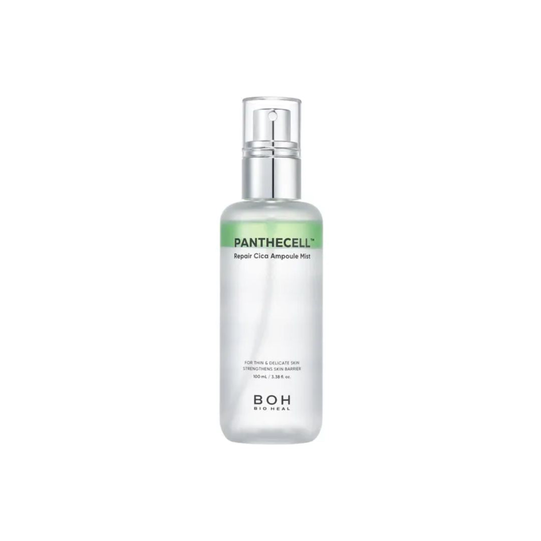 Bioheal BOH Panthecell Repair Cica Ampoule Mist in a 100ml spray bottle, soothing facial mist with calming and repairing ingredients.