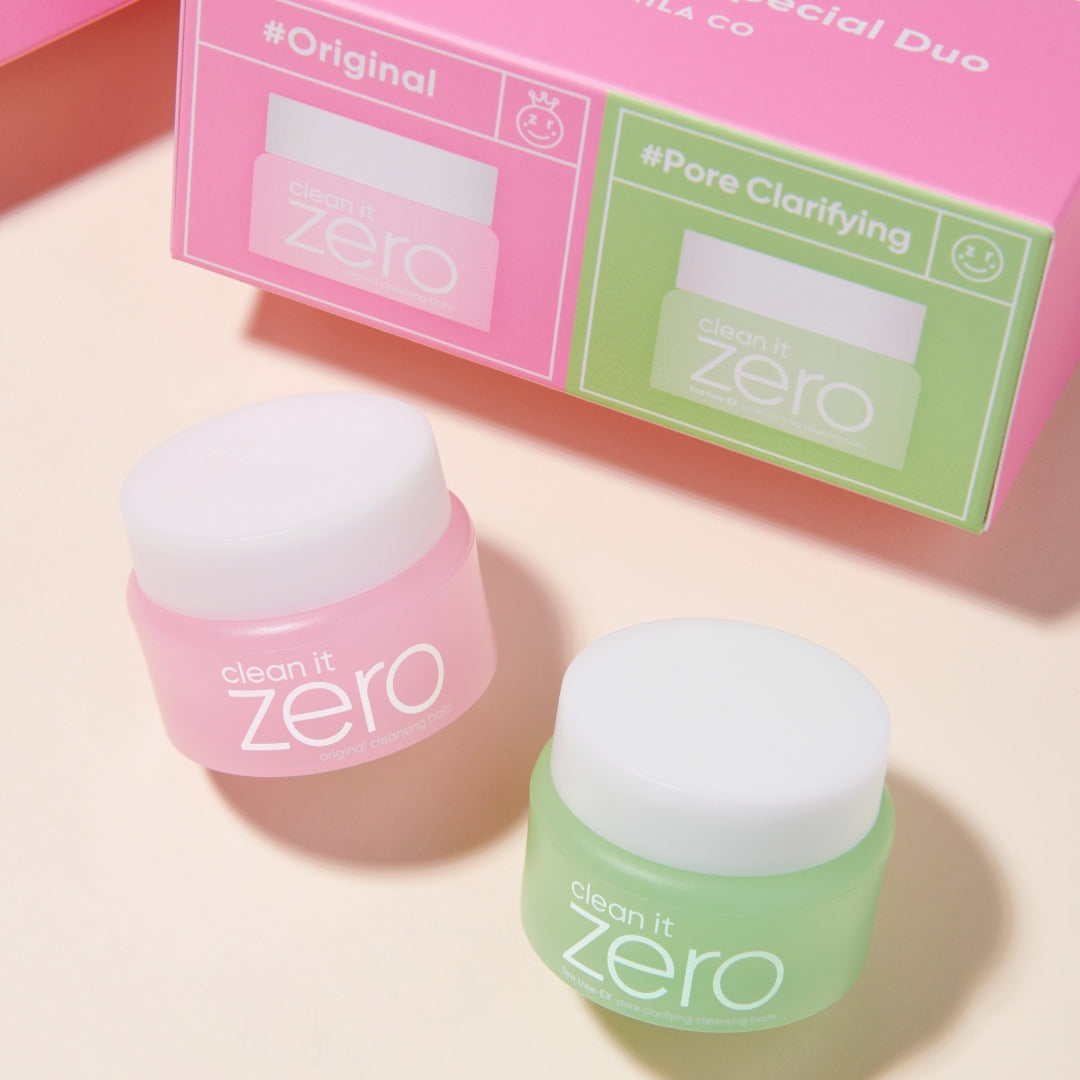 Banila Co Clean It Zero mini cleansing balm set with two 7ml oil and balm cleansers in a compact package.