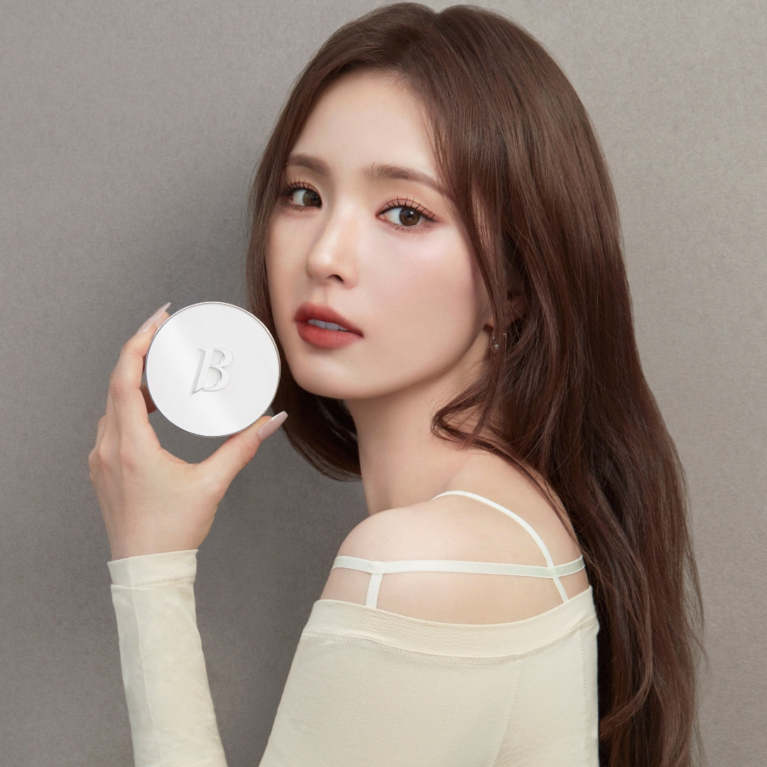 Banila Co Covericious Ultimate White Cushion foundation compact with SPF 38, showing the closed white cushion case on a white background.