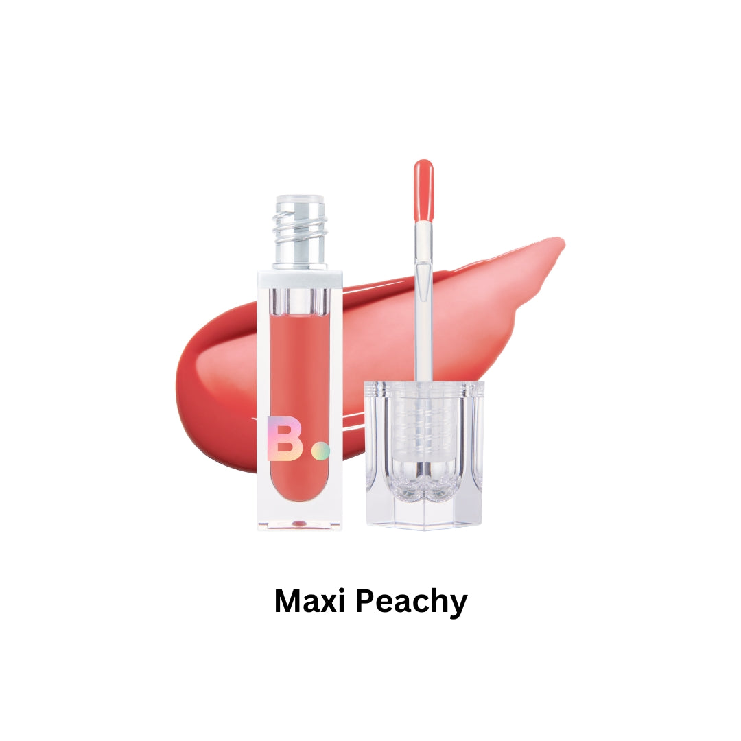 Banila Co B. By Banila Volume Lip Plumper Maxi in peachy shade showing a close-up of the lip-enhancing product.