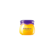 Frudia Blueberry Hydrating Honey Lip Balm in 10ml container showing a smooth, blue-tinted lip balm for moisturizing lips.