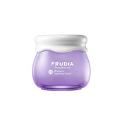 Frudia Blueberry Hydrating Cream 55g face moisturizer jar with blue and white packaging, showcasing blueberry extract for hydration.