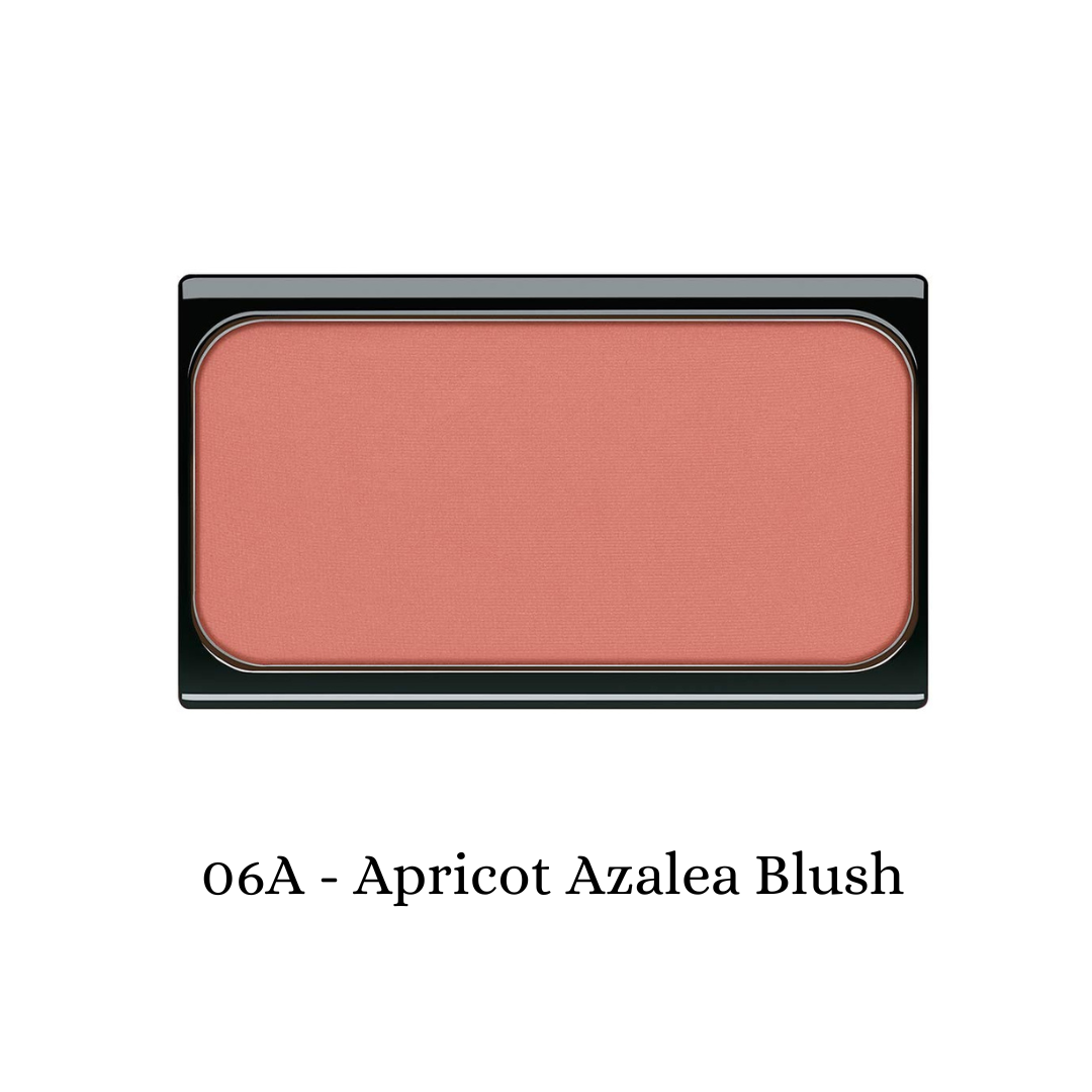 ARTDECO blush in apricot azalea shade, showcasing a soft, pigmented powder blush with a smooth, blendable texture.
