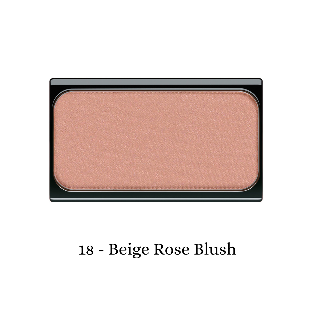 ARTDECO beige rose blush in a compact, with smooth powder texture and subtle color for a natural, rosy glow.
