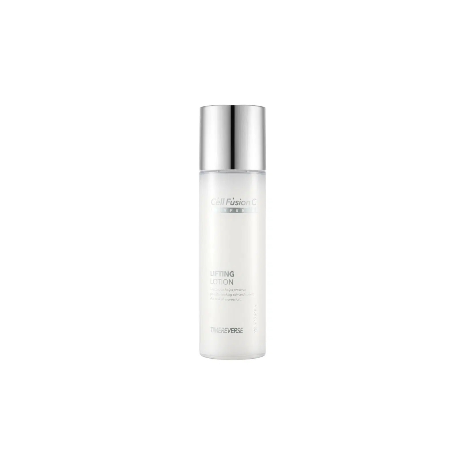 Cell Fusion C Expert Time Reverse Lotion 150ml face moisturizer with smooth, hydrating cream in a white jar.
