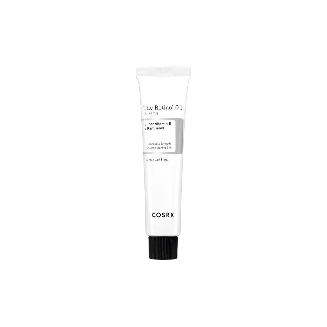 COSRX The Retinol 0.1 Cream face moisturizer in 20ml jar, showing the product container and minimalist packaging design.