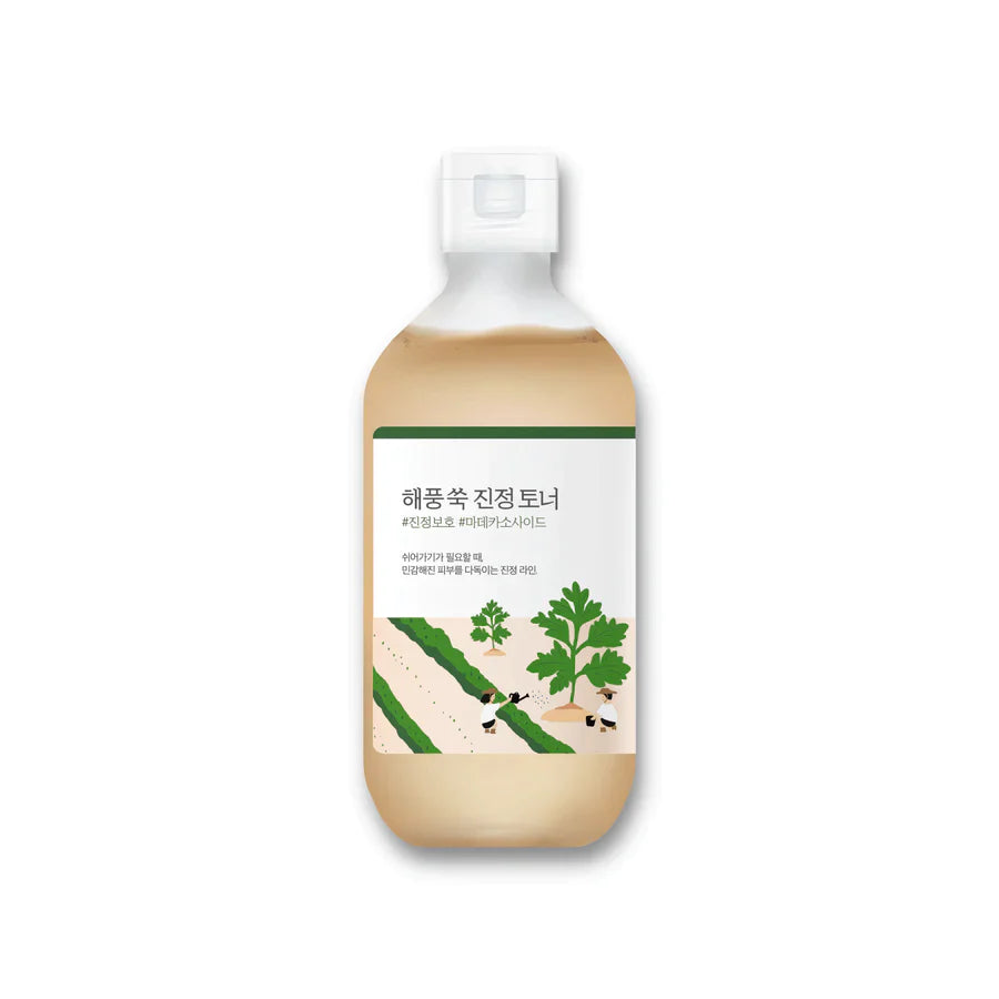 Round Lab Mugwort Calming Toner 300ml bottle, featuring a soothing facial toner with natural mugwort extract for calming skin.
