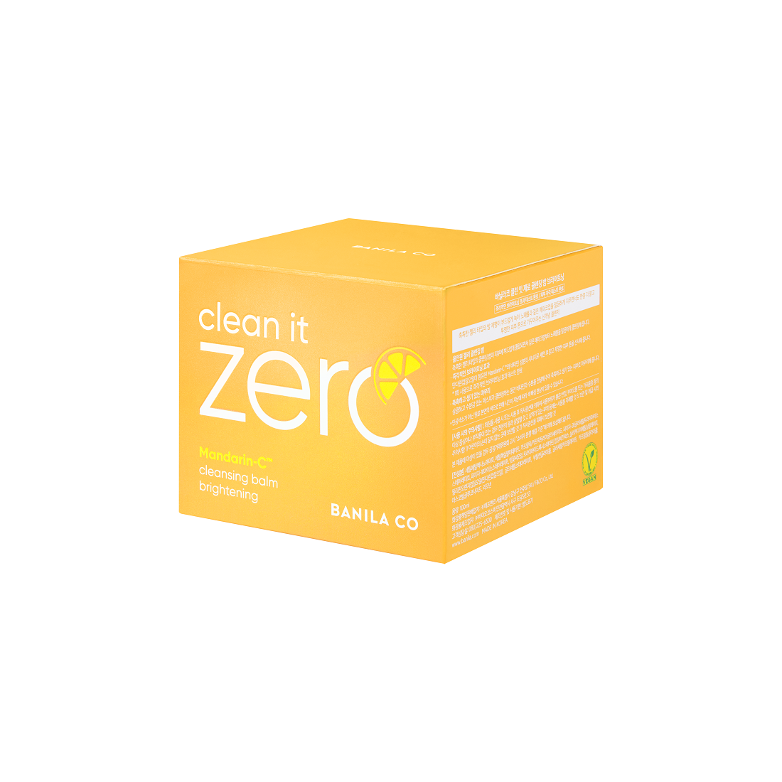 Banila Co Clean It Zero Brightening Cleansing Balm 100ml box side view, showcasing the packaging of the oil and balm cleanser.