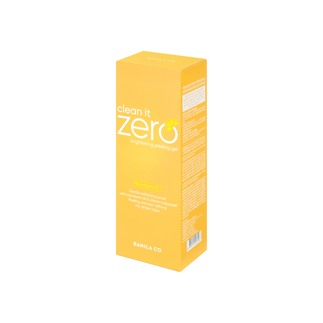 Banila Co Clean It Zero Brightening Peeling Gel box displaying 120ml oil and balm cleanser with brightening formula.