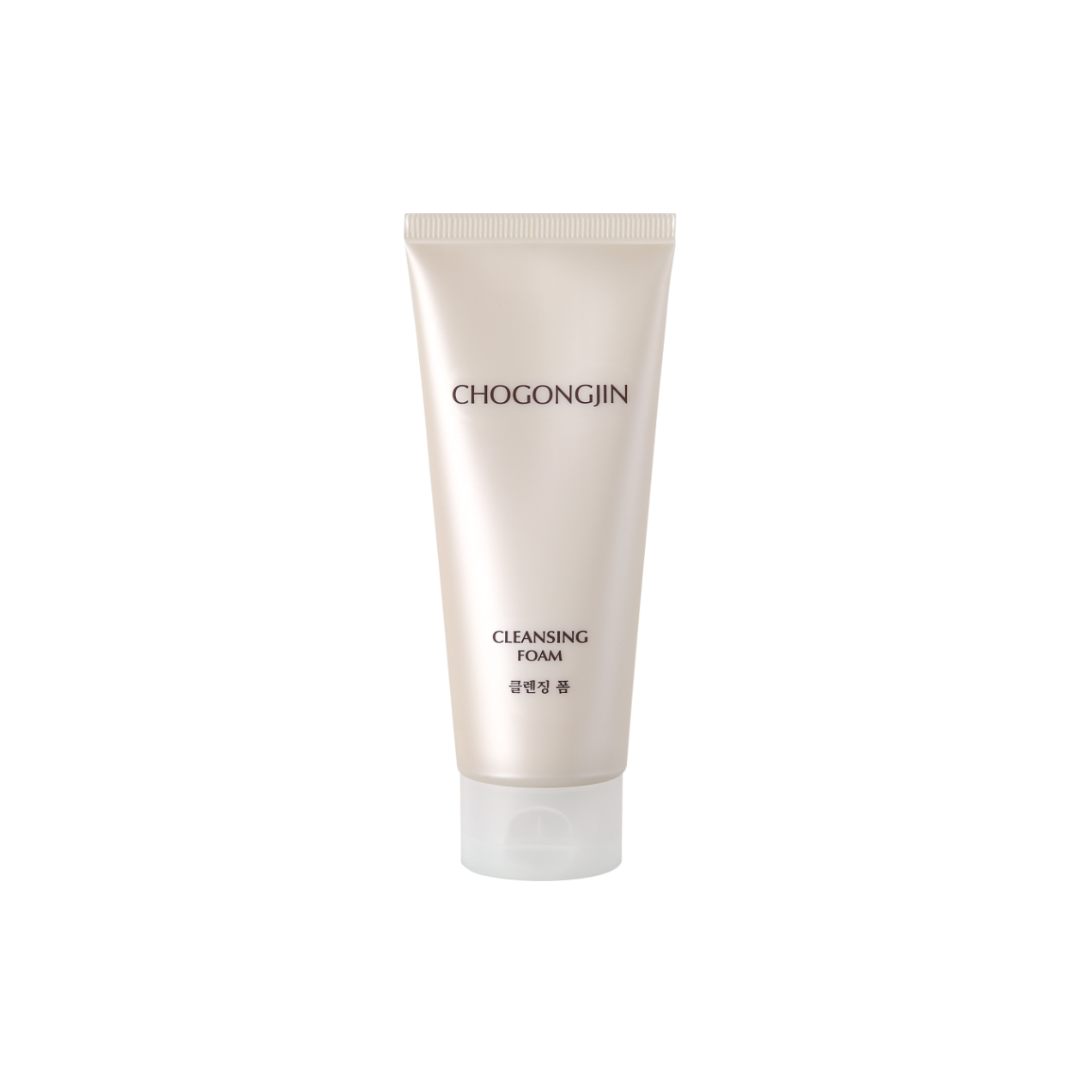 Chogongjin cleansing foam in 150ml tube, gel and foam cleanser with smooth white texture for deep facial cleansing.