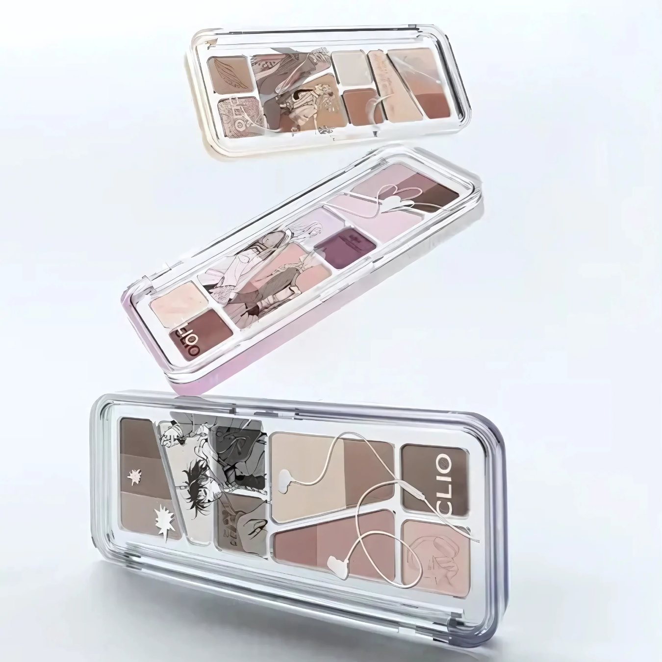 Clio Pro Eye Palette Air Unplugged Boy eyeshadow palette with three neutral shades, featuring natural, blendable colors.