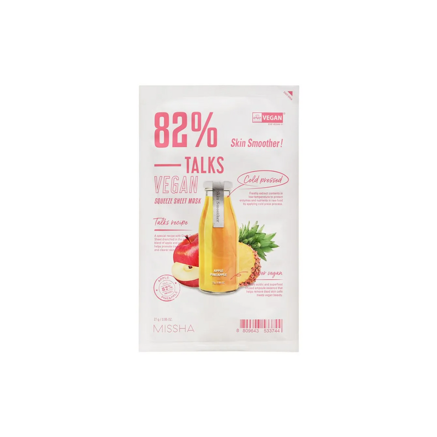 Missha Talks Vegan Squeeze Sheet Mask Skin Smoother 1pc - Shop K-Beauty in Australia