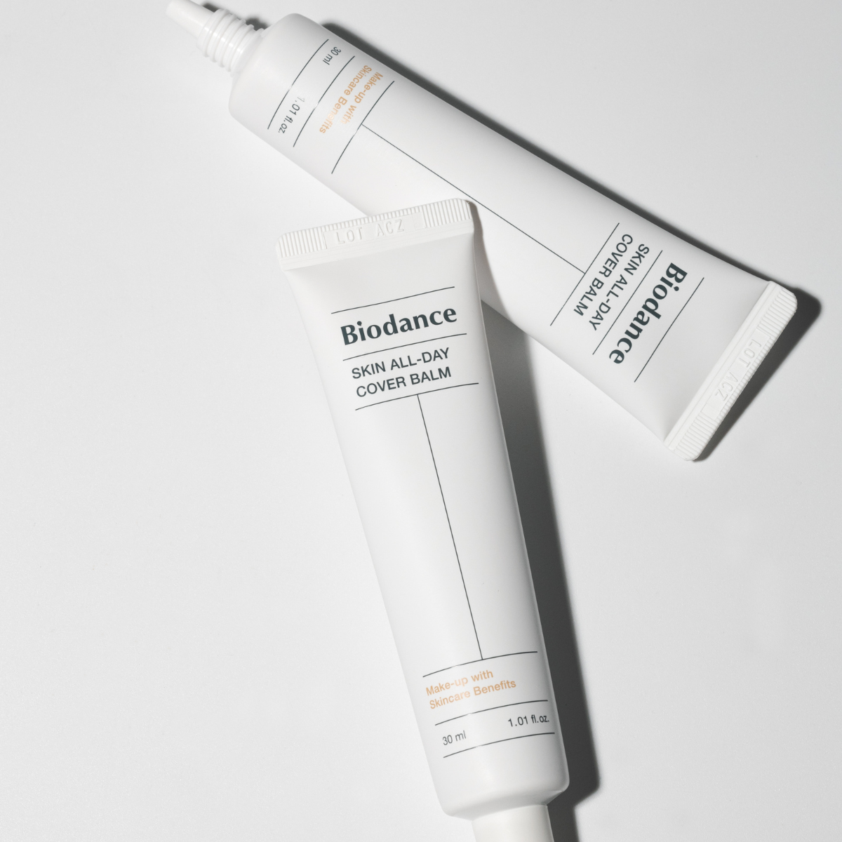Biodance Skin All-day Cover Balm BB Cream in 30ml tube, smooth beige texture, ready to enhance skin tone and provide natural coverage