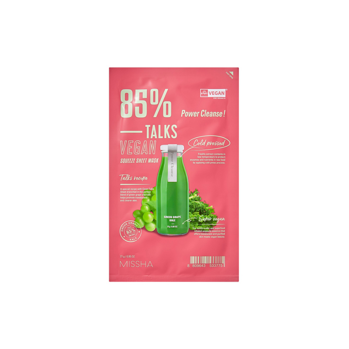 Missha Talks Vegan Squeeze Sheet Mask Power Cleanse 1pc - Shop K-Beauty in Australia