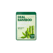 Farmstay Real Bamboo Essence Sheet Mask, a close-up of the mask with bamboo extract design on the packaging.