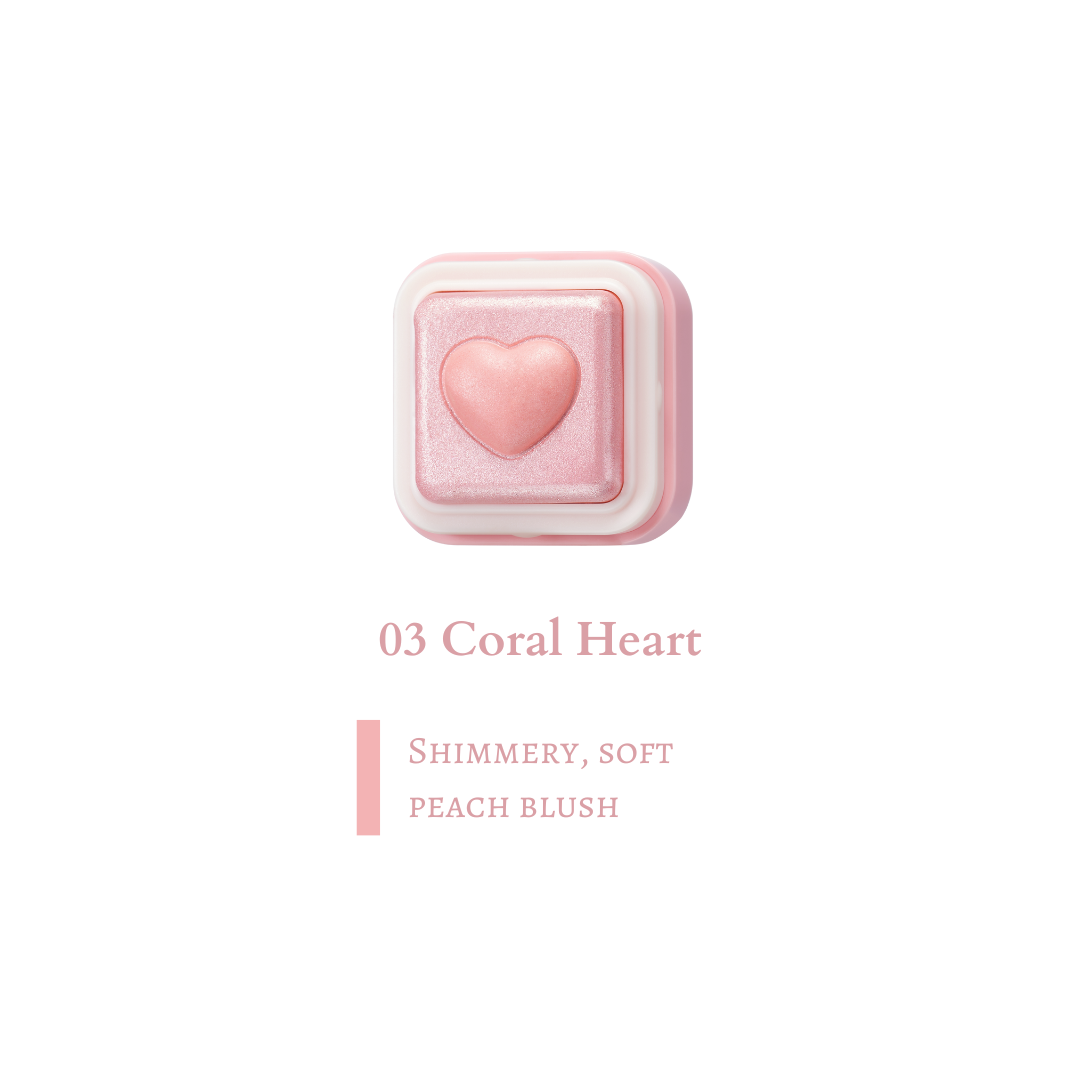 Colorgram Milk Bling Heart highlighter in coral color with heart-shaped design, perfect for creative highlighting and decoration.
