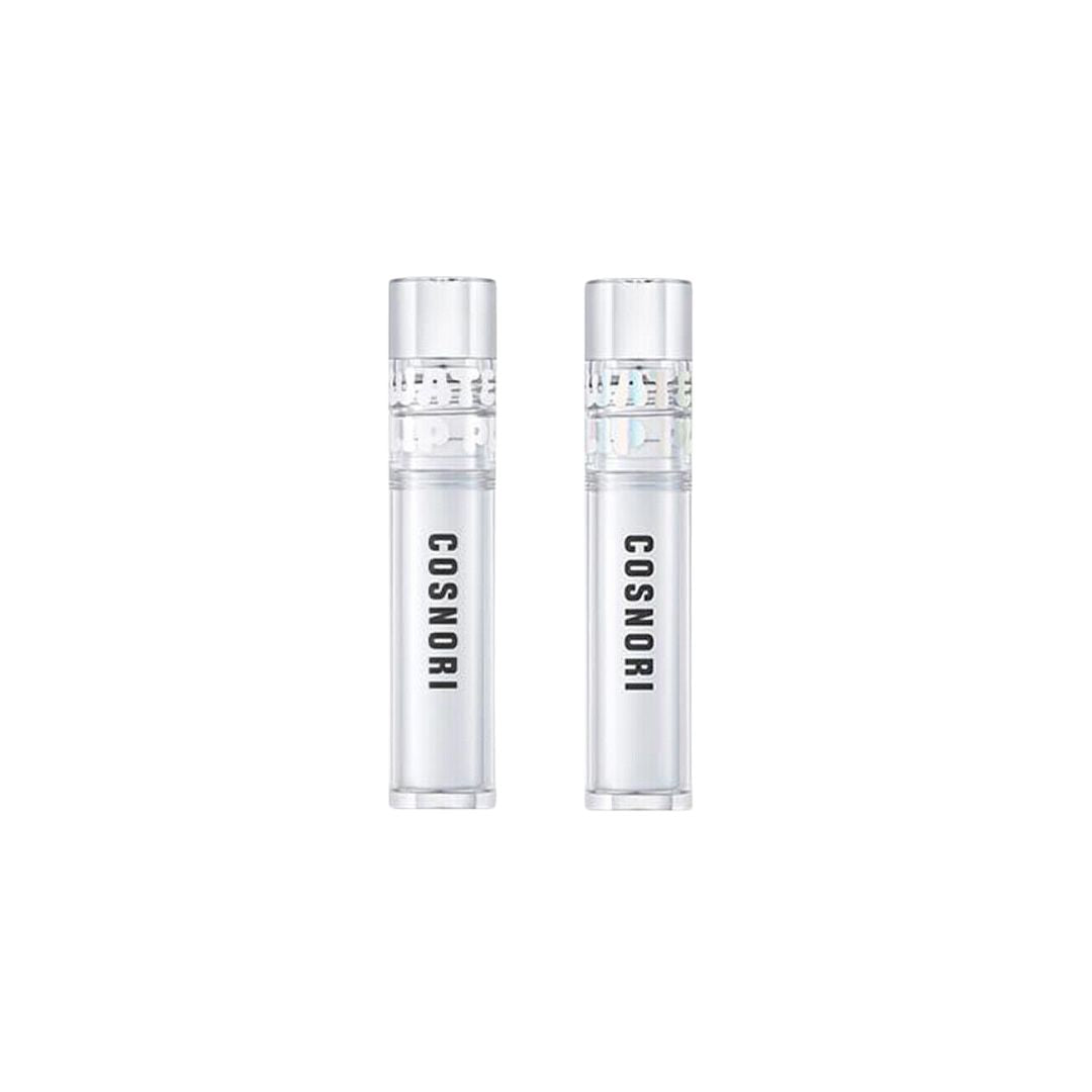 Cosnori Water-full Lip Plumper lip gloss tube with clear, shiny packaging and applicator for full, glossy lips.