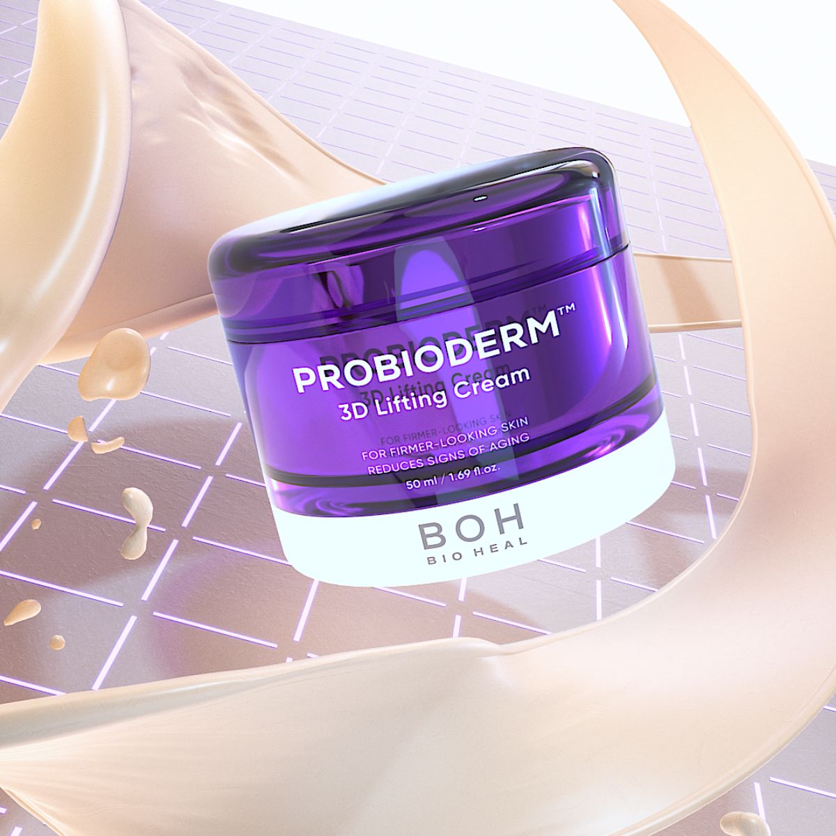 Bioheal BOH Probioderm 3D Lifting Cream face moisturizer in a 50ml jar, smooth cream with a rich, hydrating texture.