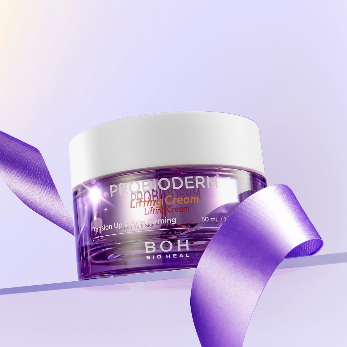 Bioheal BOH Probioderm 3D Lifting Cream face moisturizer in a 50ml jar with smooth, creamy texture and elegant packaging.