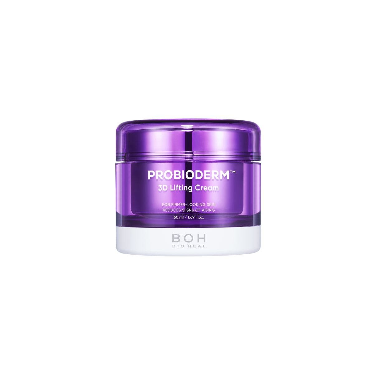 Bioheal BOH Probioderm 3D Lifting Cream 50ml face moisturizer with smooth, creamy texture in a white jar.