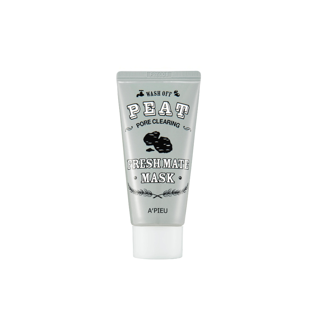 A'pieu Fresh Mate Peat Mask wash-off mask in a 50ml jar with a natural, earthy design for pore clearing and skin refreshment.