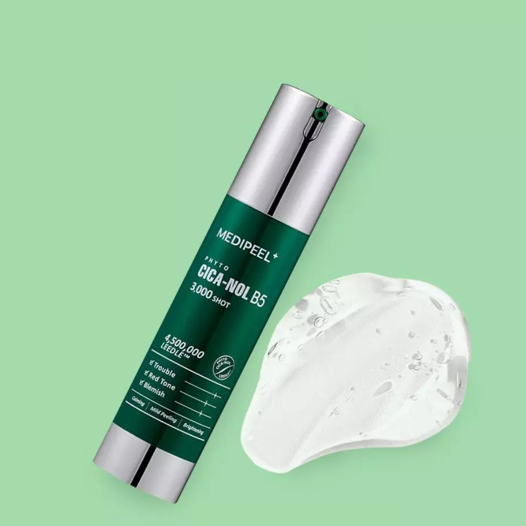 MEDIPEEL+ Phyto Cica-Nol B5 essence serum bottle with 50ml size and dropper cap, showing the product label and clear liquid inside.