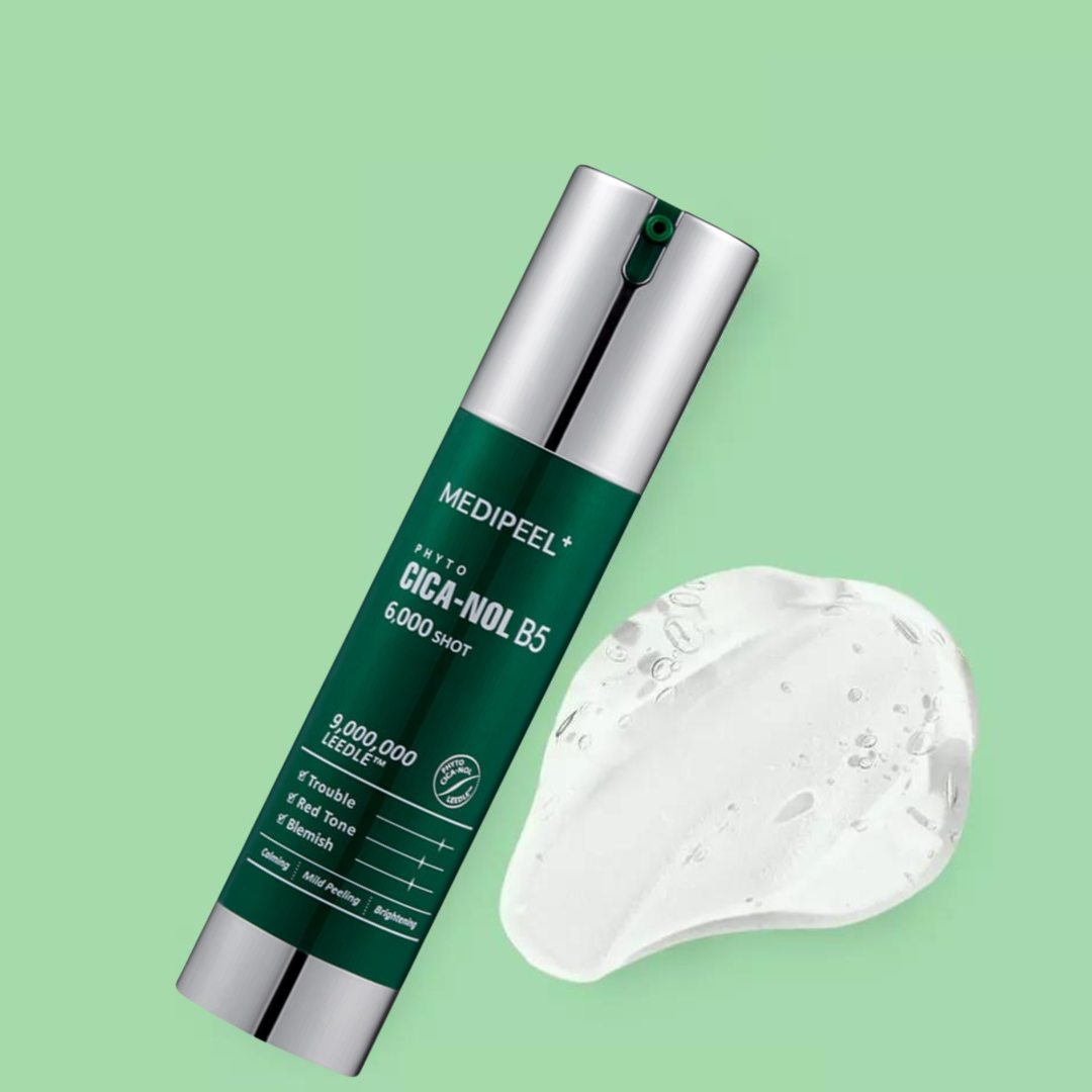 MEDIPEEL+ Phyto Cica-Nol B5 6,000 Shot Serum essence in a 50ml bottle, featuring a sleek design and dropper applicator.